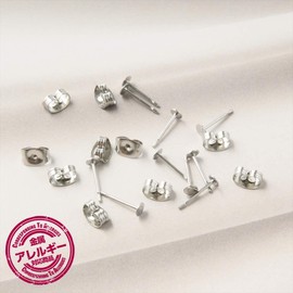 Earring Parts, 316L Stainless Steel, Hypoallergenic Metal, Flat Plate Included, Clasp Included, Approx. 0.4 inches (1 cm), 10 Pieces, Silver, Handmade Accessory Parts