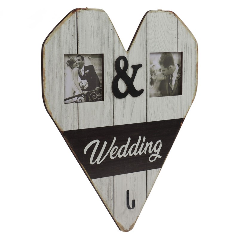 Wood Wedding Picture Frame Key Hook Wall Hanging Decoration Love