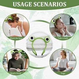Frog Headband Knitted face wash anti slip braided headband (Green, One size)