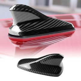 KUNGKIC Real Carbon Fiber Car Antenna Shark Fin Cover Trim FM AM Radio Aerial Shark Fin Cover Decoration Decal for Volkswagen VW Golf 8 MK8 ID.3 2021 2022 Accessories (Black)