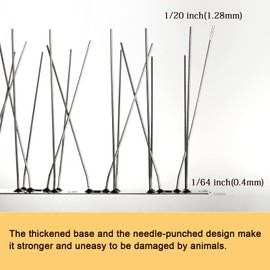 OFFO Bird Spikes with Stainless Steel Base, Durable Bird Spikes Arrow Pigeon Spikes Fence Kit for Keeping Small Bird, Crows and Woodpeckers Away, Covers 3.4 Feet(1.04m)