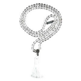 Awaken Your Kundalini Crystals Mala Beads Necklace Reiki Healing Stones Blessed & Energized Handmade 108 Buddhist Prayer Beads - Comes w/Velvet Pouch (Crystal Quartz Diamond cut, 8 mm)