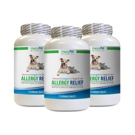 Dog Allergy and Itch - PET Allergy Relief - for Dogs and Cats - Stop ITCHING and HOT Spots - Healthy Immune Support - Turmeric Curcumin Bites for Dogs - 3 Bottles (225 Tablets)
