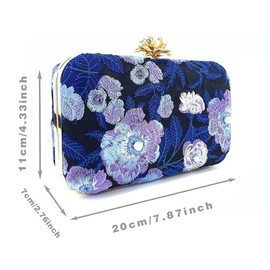 zebrum Womens Evening Clutch Bag Designer Evening Handbag Hand Bag,Lady Party Wedding Clutch Purse((Embroidery-Navy Blue)