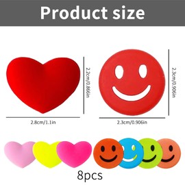 8 Stück Tennis Dämpfer,Tennisschläger Zubehör,Lustig Vibrationsdämpfer Happy Face Herzförmiges,Tennis Stopper,Silikon Herzförmiger,Vibration Dämpfer,Stoßdämpfer für Tennisschläger,Badmintonschläger