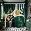 QGHOT Dark Green Shower Curtain Boho Mid Century Modern Emerald