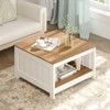 Giantex Farmhouse Coffee Table, 2-Tier Square Center Table for Living