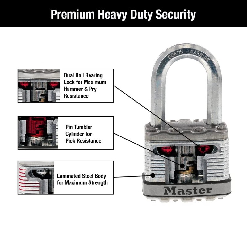 Master Lock M5XTLF Magnum Heavy Duty Outdoor Padlock with Key,
