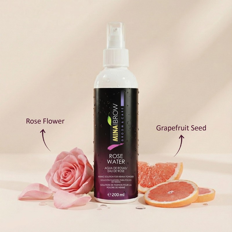 Mina Rose Water Facial Toner And Eyebrow Henna Tint Fixing