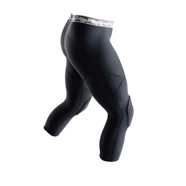 McDavid M20260 HEX Knee Pad with Inner Pad 3/4 Length Tights, Bruises, Shock Absorption, Protection, Compression, Sweat Absorbent, Quick Drying, 2XL, Black, Basketball, Hand