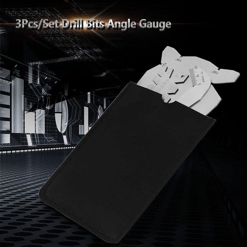 QANYEGN 3Pcs Drill Bit Angle Gauges, Stainless Steel Drill Sharpener