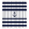 XHUUXH Nautical Anchor Shower Curtain Navy Blue White Striped Beach