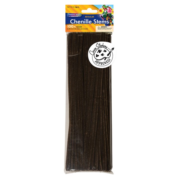 Creativity Street Chenille Stems/Pipe Cleaners 12 Inch x 6mm 100-Piece, Brown
