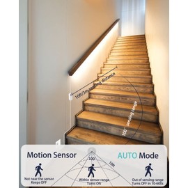 Motion Sensor Led Light Strip - with UL FCC Plug Adapter, Multi-Functional Controller, Dimmer and Timer, Under Cabinet Lights for Kitchen Stair Showcase Bedroom Corridor Counter 9.84ft WarmWhite