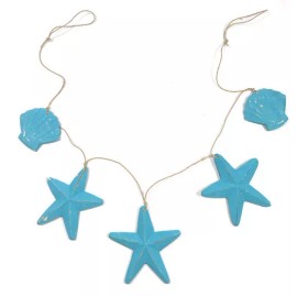 Tikimaster Garland with 3 Starfish and 2 Shells 40 in - Blue | #snd25118b