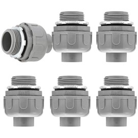 Conduit Connectors,Liquid Tight Connector NPT Non-Metallic for PVC Electrical Flexible Conduit Fittings 180 Degree Straight, UL Listed for Home Outdoor Tubes Tools (1IN,6PCS)