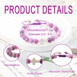 ZZLTAWS Cross Easter Braclets Basket Gifts, First Communion Baptism Confirmation Christian Easter Basket Gifts for Gir Daughter Granddaughter (Purple)