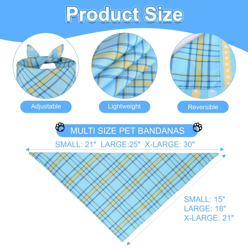 Agroon Dog Bandanas Small 2PCS, Summer Blue Boy Scarf, Durable