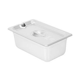 Restaurantware Steam Table Pan Cover 1 Count 10.4 x 6.4 Inch Stainless Steel Lid with Handle, Compatible 1/4 Size Container Sold Separately for Catering, Foodservice, and Commercial Kitchens