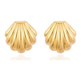 Starfish Earrings for Women Shell Earrings Gold Starfish Seashell Stud Earring Summer Ocean Beach Puka Shell Sea Star Conch Jewelry Mermaid Jewelry for Women Summer Holiday Accessories (style B)