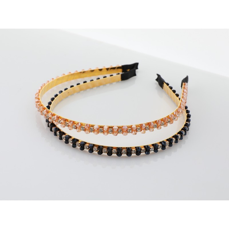 (2 types) Cubic Rail Headband Slim Hairband Black / (2종)