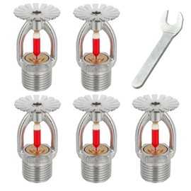 5pc Fire Sprinkler Head & Wrench, Pendent Type 155℉ (68°C) Fire Sprinkler Heads 1/2" NPT Thread K80 Quick Response Water Spray Down for Home/Commericial/Workshop/Residential/Factory (Pendent Type)