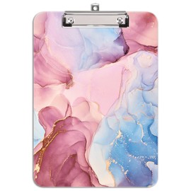 Hongri Plastic Clipboard, Standard A4 Letter Size Clip Board for Students, Teacher, Kids, Low Profile Clip, Decorative Clipboards, Cute Clip Boards Custom Pattern, School Supplies，Textured Marble