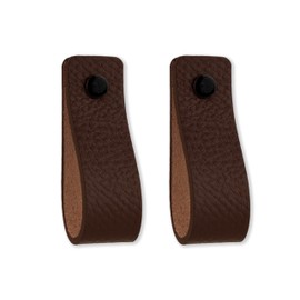 Brute Strength - Leather Handles for Furniture - Brown - Pack of 2 - 16.5 x 2.5 cm - Cabinet Handle, Door Handle for Kitchen, Bathroom, Cabinets, Dresser, Wood