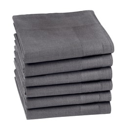 HOULIFE Men's Handkerchiefs - Women's Plain Handkerchiefs Fabric Made of Pure 60S Cotton for Everyday Use Wedding, 40 x 40 cm / 16 x 16 inches, 6/12 Pieces, darkgray