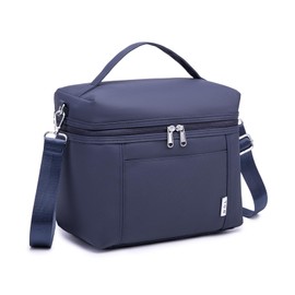 NOL Natural Organic Lifestyle Insulated Lunch Bags for Women Cooler Bag Lightweight Nylon Waterproof Lunch Box For Work (Small, Navy blue)