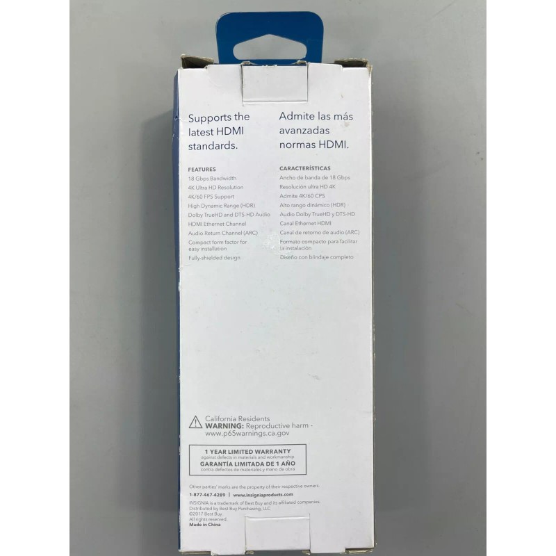 Insignia - 4' 4K Ultra HD HDMI Cable, Black, New