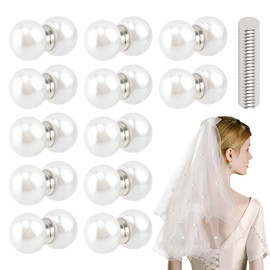 IUYYPU 12 Pairs Double-Sided Pearl Veil Weights - Keep Veil Neat, Bridal Must-Have, No Wind Distractions for Outdoor Weddings & Photoshoots - Multi-Use Hairpins