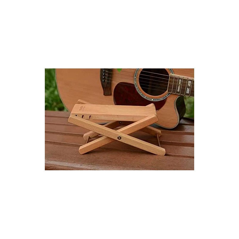NUZAMAS Adjustable Solid Wood Guitar Footstool, Foldable, Height and Angle