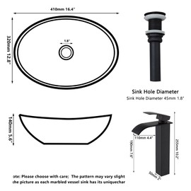 Kukworye Ceramic Vessel Sink with Faucet and Drain Combo Brown Bathroom Sink Above Counter Oval Sinks Bowl