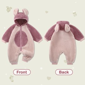 MK MATT KEELY Baby Boys Girls Romper 2-20 Months Baby Winter Clothing Newborn Warm Hoodie Pyjamas, Purple Rabbit