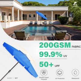 JEAREY 10' 2-Tiers Patio Umbrellas Outdoor Market Table Umbrella w/Push Button Tilt/Crank, 8 Sturdy Ribs, UV Protection Waterproof Sunproof(Royal Blue)