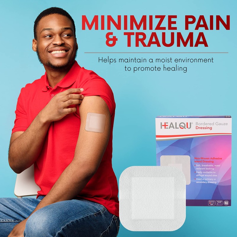 HEALQU Island Dressing - 6"x6", 30 Count - Bordered Gauze