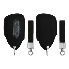 kwmobile Key Cover Compatible with VW Golf 8 3 Button Car Key - Key Fob Cover - Faux Leather/Suede - Black/Grey