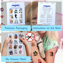 96PCS Cat Individually Wrapped Tattoos, Cat Temporary Tattoos, Cat Stickers Waterproof, Removable for Birthday Decorations Party Supplies, Cat Party Favors, School Rewards Gifts Ideas for Girls Boys