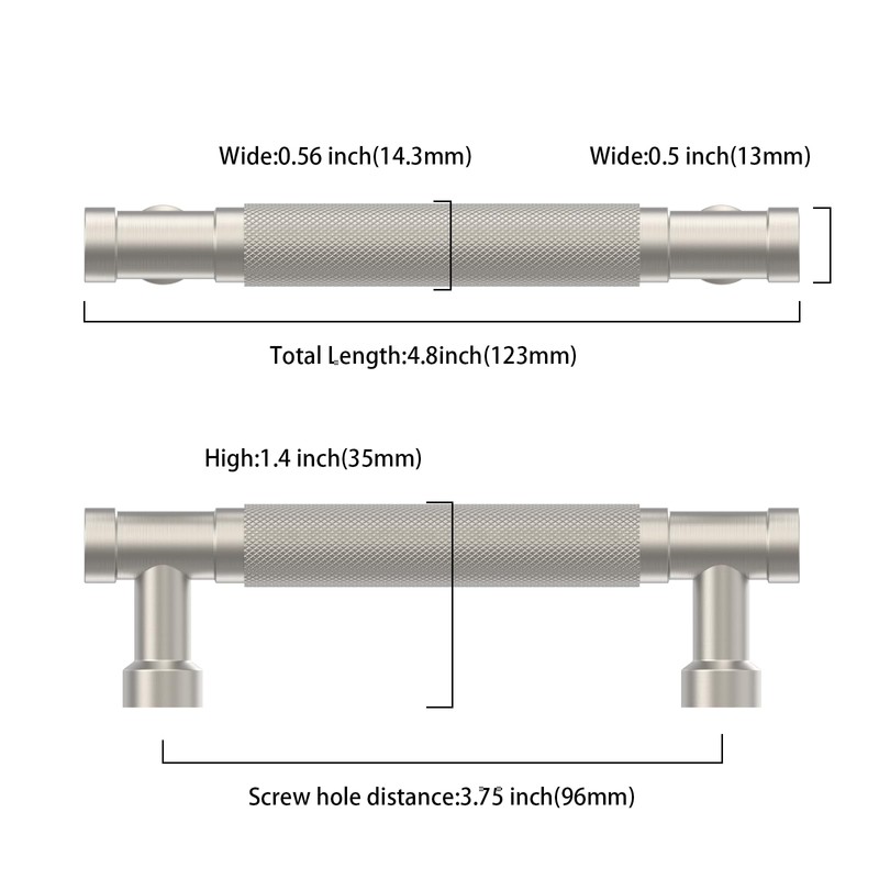 Amerdeco 10 Pack 3.75 Inch(96mm) Brushed Satin Nickel Cabinet Pulls