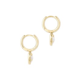 Kendra Scott Ari Heart Huggie Earrings in Gold Iridescent Dichroic Glass