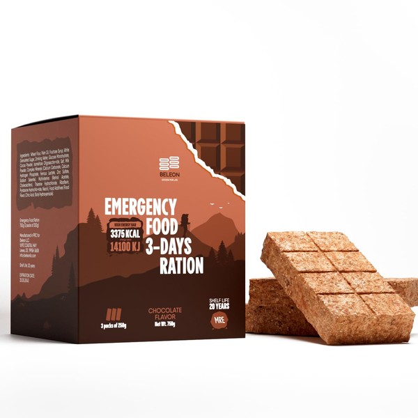 Emergency Food Supply 3-days 72 hours Chocolate Biscuit Bars MRE Meals Military 2023 Survival Kit - 20 Years Shelf Life Camping Hiking Supplies…