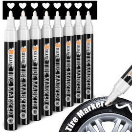 SELEAD Tire Marker White - 8 Pack Paint Pens for Car Tires Lettering, Premium Professional Oil-based Ink, Waterproof Non-Fading Permanent Markers