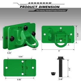 AMBULL 2 Pack Tractor Bucket Hooks with Tie Down Ring, Grade 70 Forged Steel Bolt On Grab Hook Tow Hook Mount with Backer Plate, Work Well for Tractor Bucket, RV, UTV, Truck, Max 15,000 lbs DarkGreen