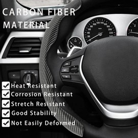 DREAMIZER Car Steering Wheel Cover Universal 38 cm 15 Inch Carbon Fibre Non-Slip Steering Wheel Cover Segmented Steering Wheel Booster Cover for Most Cars, SUVs, Trucks, Pack of 2