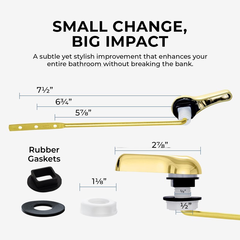 Qualihome Gold Toilet Handle - Front Mount Polished Brass Toilet