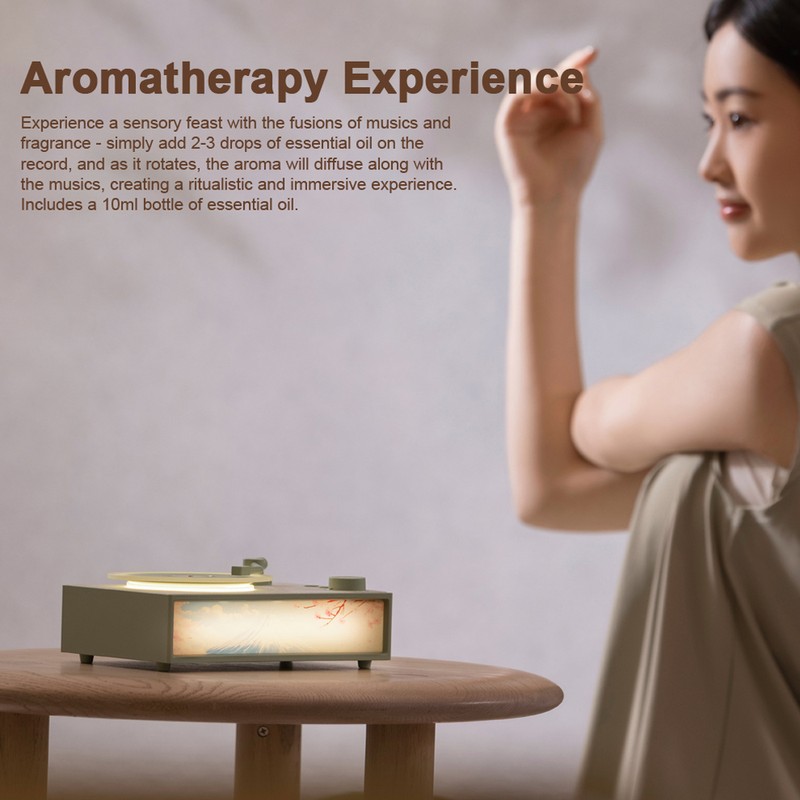 Wireless BT Speaker Aroma Desktop Record Player Speaker LED Night