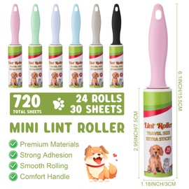 Hushee Mini Lint Roller for Travel Small Lint Removers for Pet Hair and Clothes Travel Size Removers Sticky Removing Tool for Travel, Gift Bags, Furniture, Car Seat(24 Pcs)