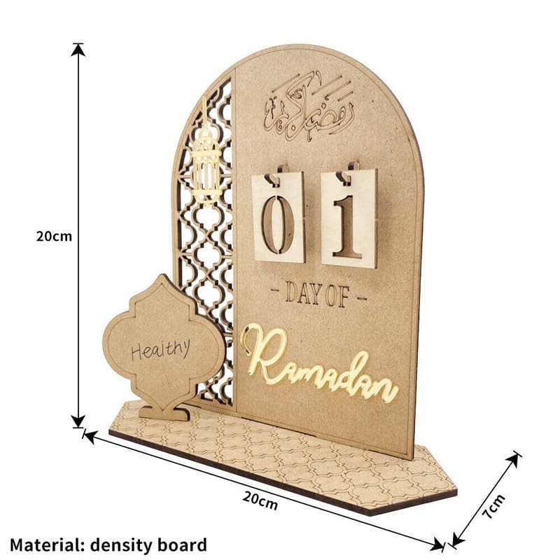 Wooden Eid Ramadan Countdown Calendar Ornament DIY Wood Crafts Party