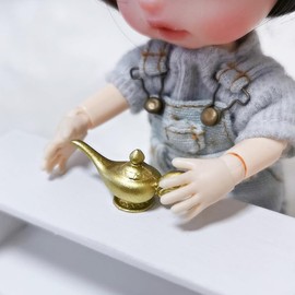 Miniature Aladdin Genie Lamp Decoration Accessories, 1/12 Miniature Aladdin Genie Lamp Dollhouse Decoration Accessories Genie Lamp,Plastic Halloween Prop